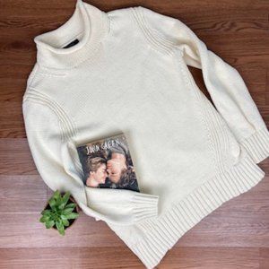 J Crew Always Roll Neck Sz M Pullover Sweater Ivory Cotton Nylon Knitted